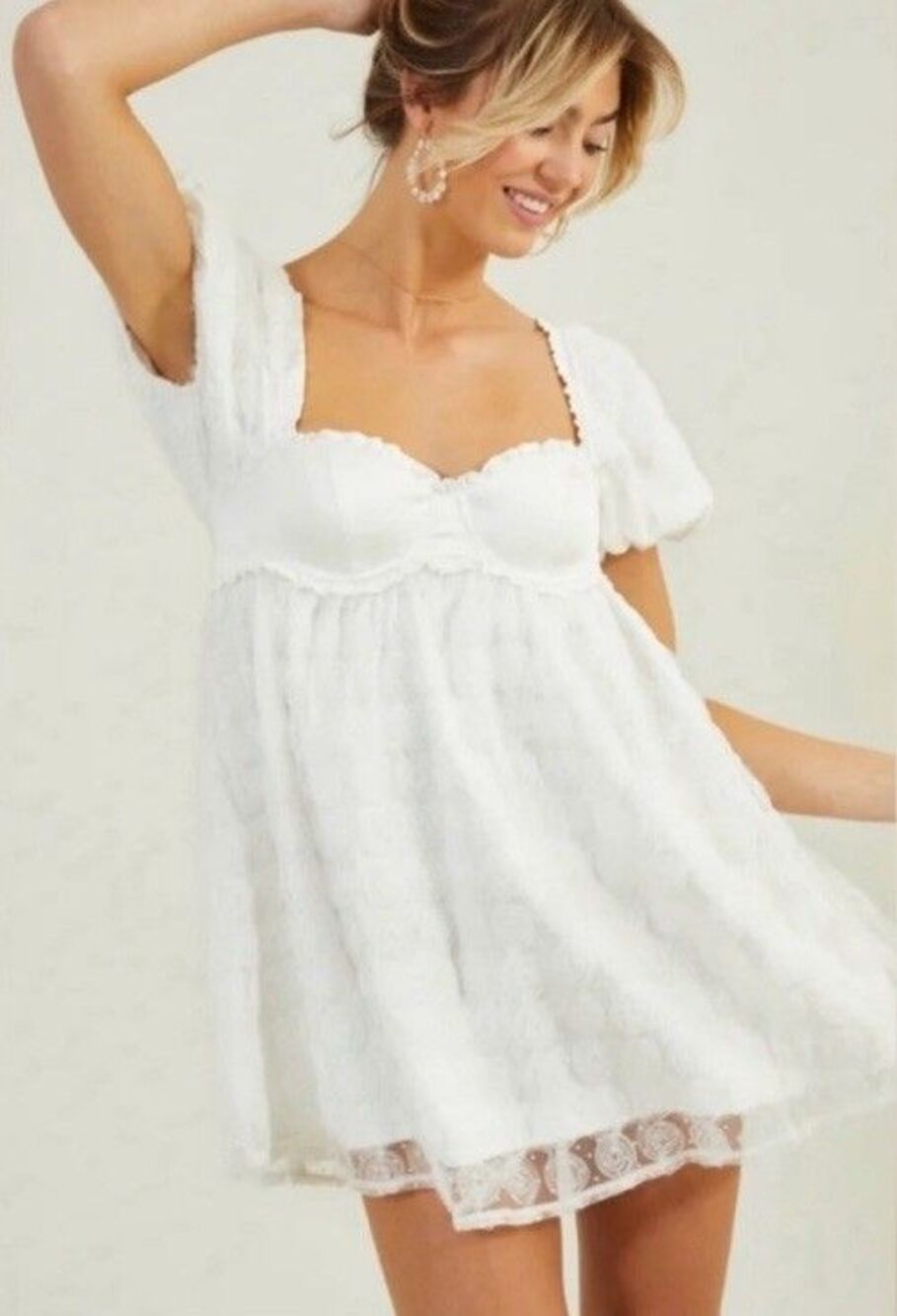 ALTAR'D State Betsy Rosette Baby Doll Mini Dress Lace Bow Coquette Bridal S